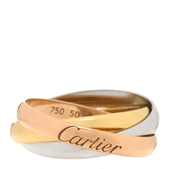 CARTIER 18K Pink Yellow White Gold Small Trinity Ring 50 5.25