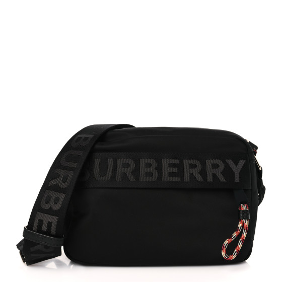 BURBERRY Nylon Logo Detail Crossbody Bag Black