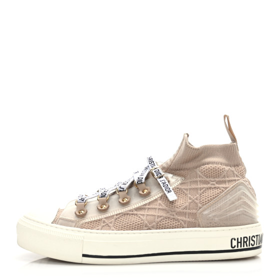 CHRISTIAN DIOR Technical Knit Womens Walk'n Dior High Top Sneakers 38 Nude