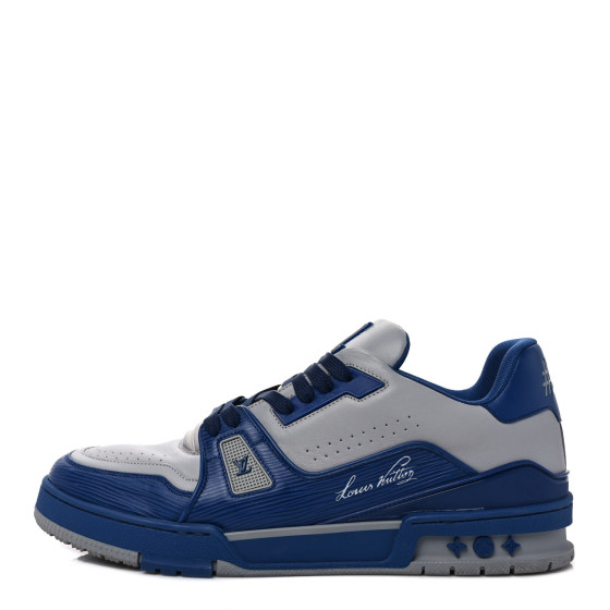 LOUIS VUITTON Calfskin Epi Mens LV Trainer Sneakers 10.5 Blue