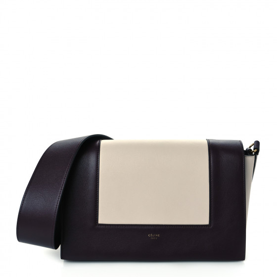 CELINE Shiny Smooth Calfskin Medium Frame Shoulder Bag Velvet Desert