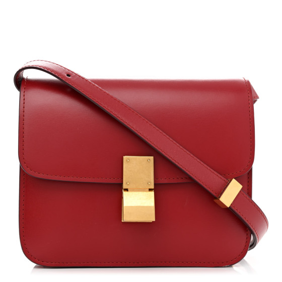 CELINE Box Calfskin Teen Classic Box Flap Bag Red