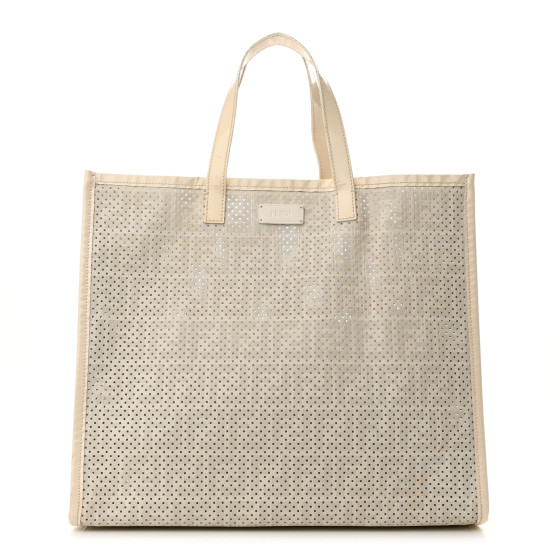 FENDI Zucca Perforated Large Shopping Tote White