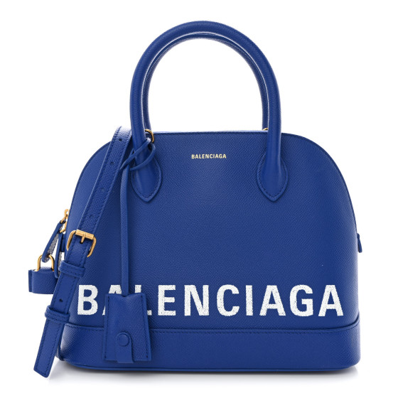 BALENCIAGA Grained Calfskin S Ville Top Handle Bag Royal Bleu