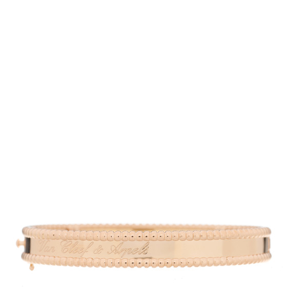 VAN CLEEF & ARPELS 18K Rose Gold Perlee Signature Bangle Bracelet S